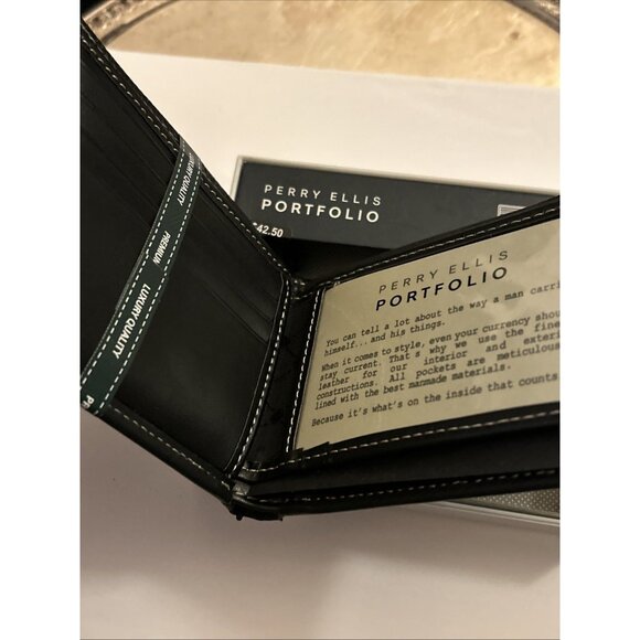 Perry Ellis Portfolio Black Bifold W/removable ID Wallet Sheridan Retails $42.50 - Picture 9 of 14